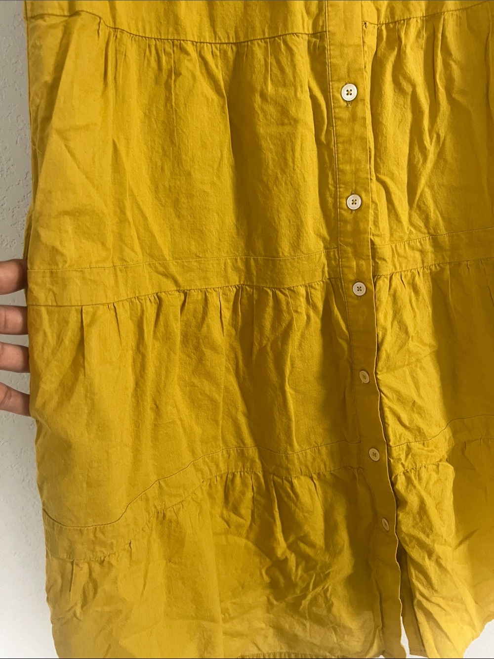 Sea New York Adrienne Tiered Cotton Dress In Yellow Mustard.Size M - Picture 9 of 13